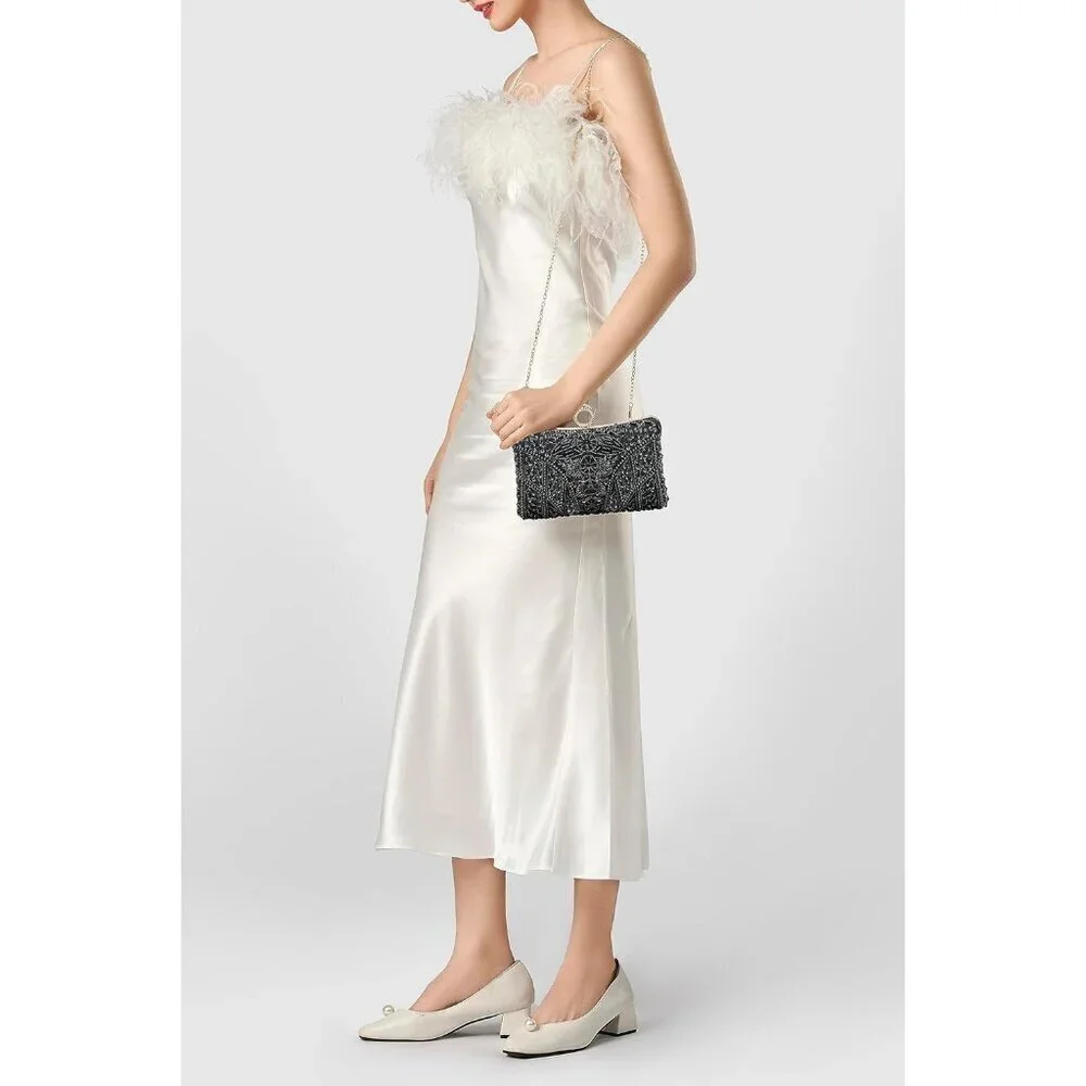 Evening Clutch Purses for Women Satin Beaded Sequin 1920s Gatsby Style
